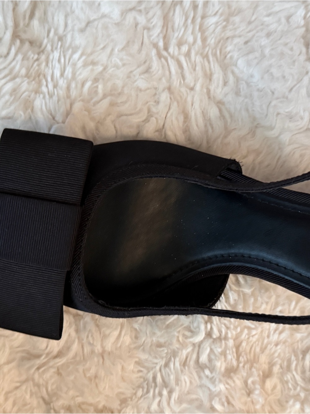 Zara Black Pointed Toe Bow Slingback Heels - Picture 2 of 6